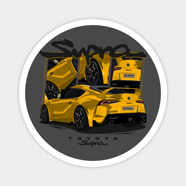 Toyota GR Supra, Supra MK5, JDM Car yellow Magnet by T-JD